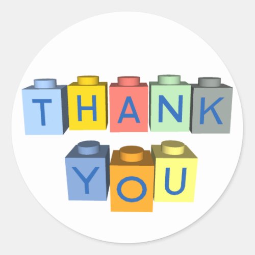 Building Blocks Thank You Message Classic Round Sticker