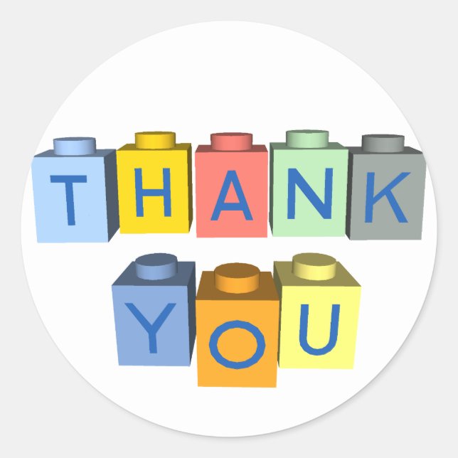 Building Blocks Thank You Message Classic Round Sticker (Front)