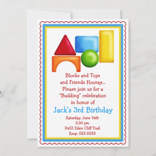 Building Blocks Toy Invitations