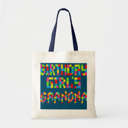 Building Brick Block Grandma Of Birthday Girl  Tote Bag