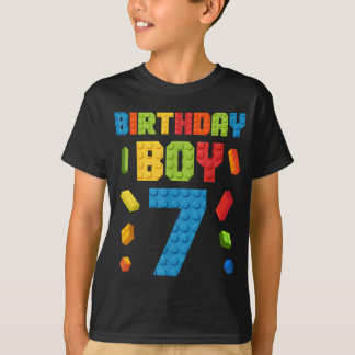 Building Bricks 7th Birthday Boy 7 seven Year T-Shirt