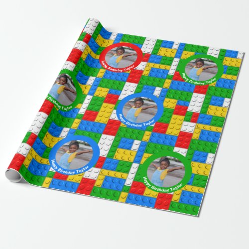 Building Bricks Construction Toy Theme Wrapping Paper