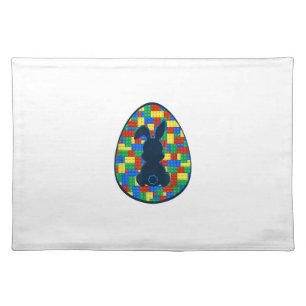 Building Bricks Easter Egg Bunny Boys Girl Family  Cloth Placemat