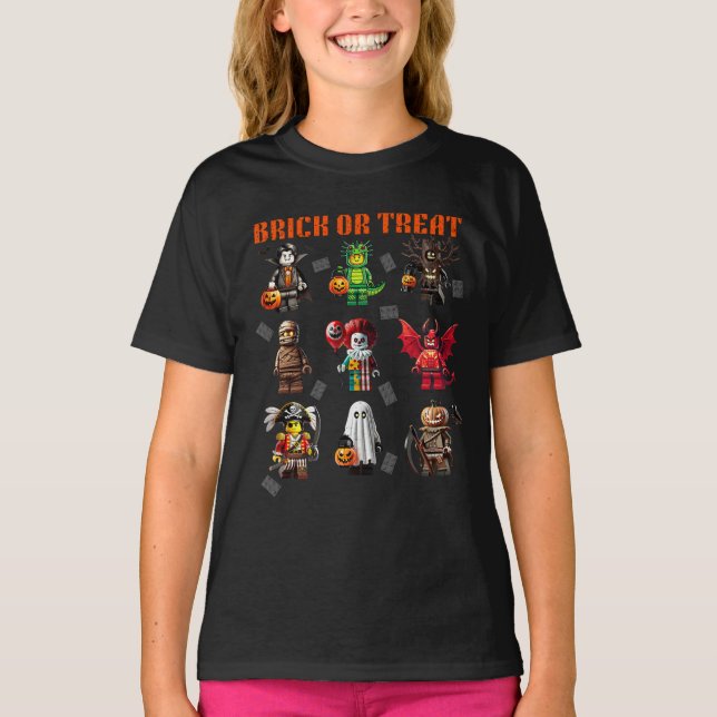 Building Bricks Halloween Brick Or Treat  T-Shirt (Front)