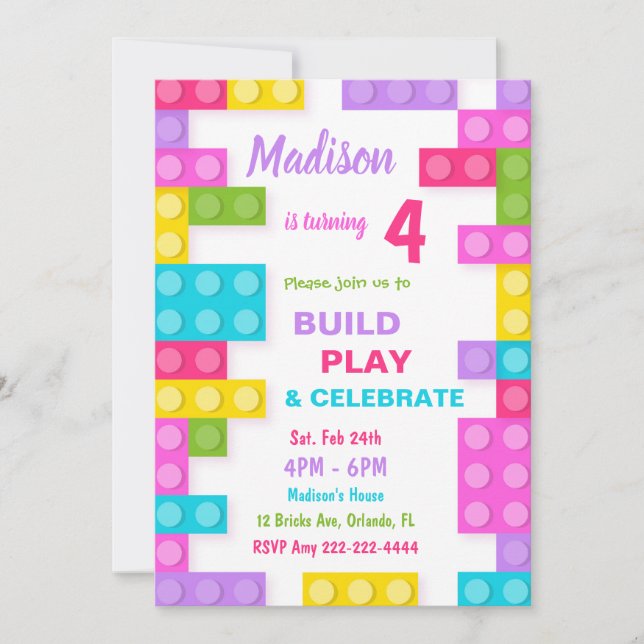 Building Bricks Invitations, Blocks Invitations (Front)