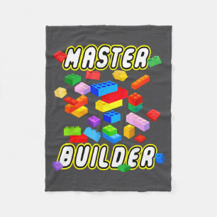 Building Bricks Master Builder Construction Block  Fleece Blanket