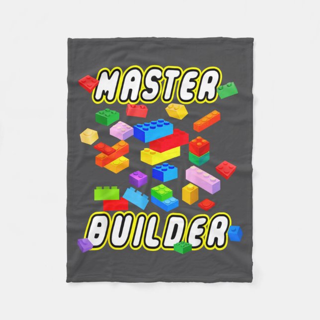 Building Bricks Master Builder Construction Block  Fleece Blanket (Front)
