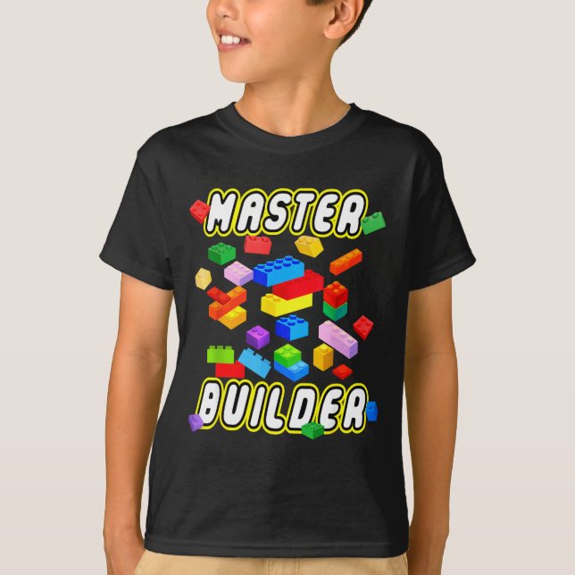 Building Bricks Master Builder Construction Block  T-Shirt (Front)