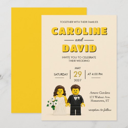 Building Bricks Toy Blocks Modern Fun Wedding Invitation