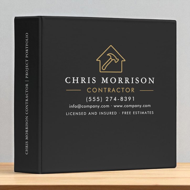 Building Construction Black Gold 3 Ring Binder