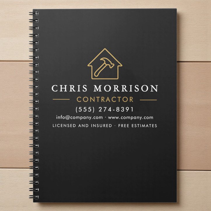 Building Construction Black Gold Notebook