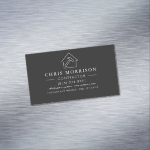 Building Construction Black Silver Business Card Magnet