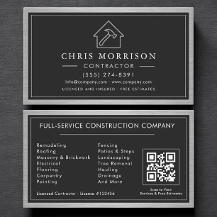 Building Construction Black Silver Metal QR Code Business Card