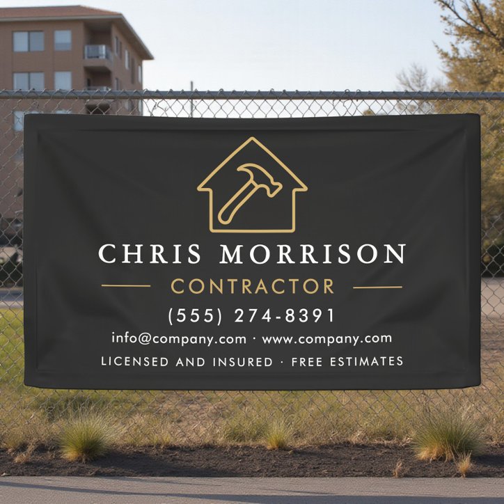 Building Construction Contractor Black Gold Banner
