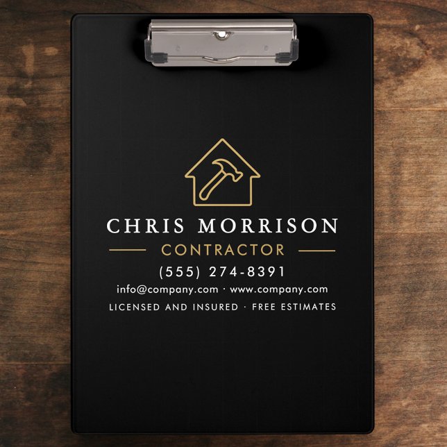 Building Construction Contractor Black Gold Clipboard (Creator Uploaded)