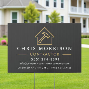 Building Construction Contractor Black Gold Sign