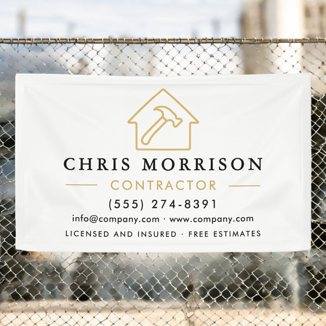 Building Construction Contractor White Gold Banner (Creator Uploaded)