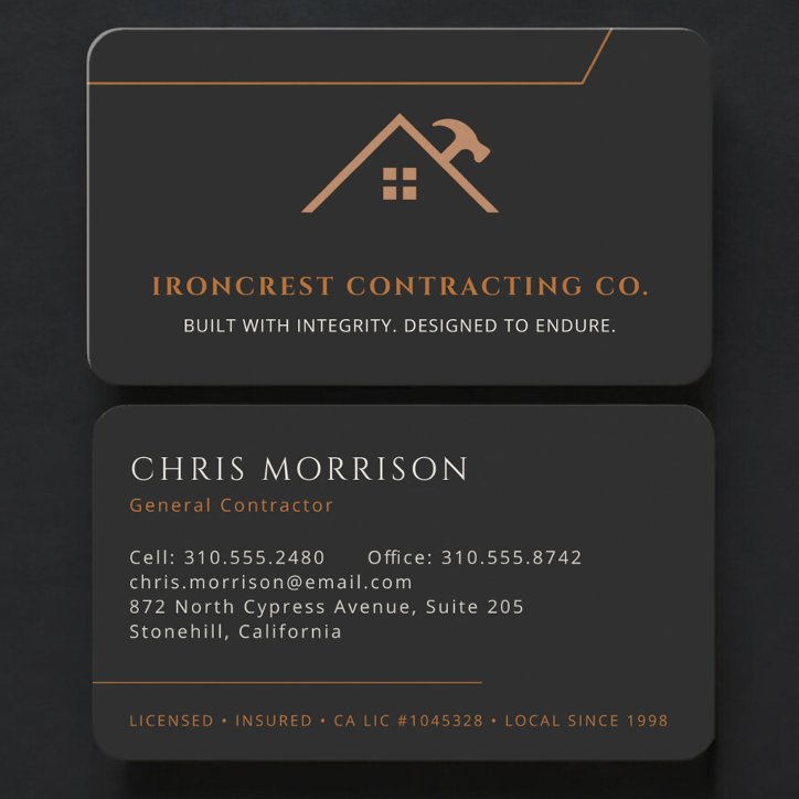 Building Construction General Contractor Business Card