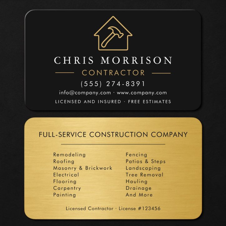 Building Construction Gold Industrial Business Card