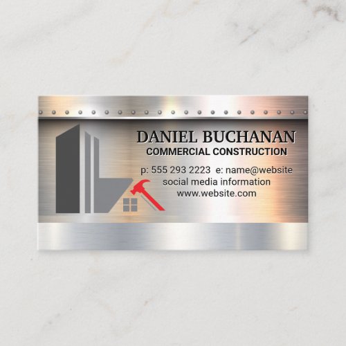 Building Construction Logo  Metal Rivets Business Card