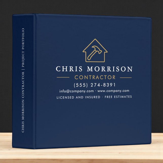 Building Construction Navy Blue Gold 3 Ring Binder (Creator Uploaded)