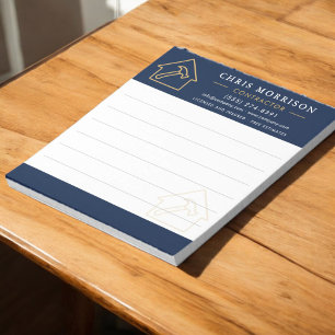 Building Construction Navy Blue Gold Notepad