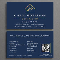 Building Construction Navy Blue Gold QR Code
