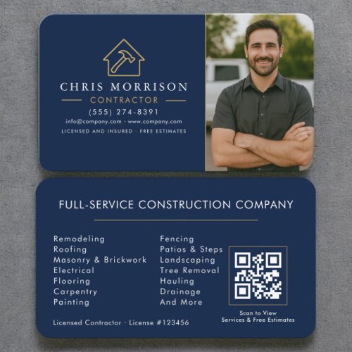 Building Construction Photo QR Code Business Card