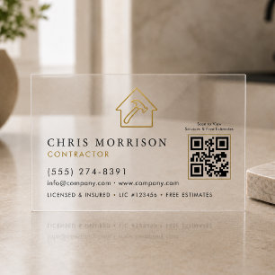 Building Construction QR Code Transparent Clear Business Cards