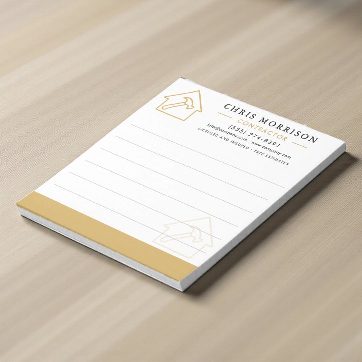 Building Construction White Gold Notepad