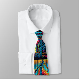 Building Construction with Crane Neon Colors Neck Tie