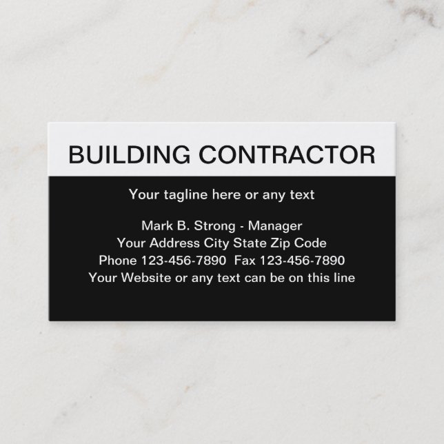 Building Contractor Business Cards (Front)