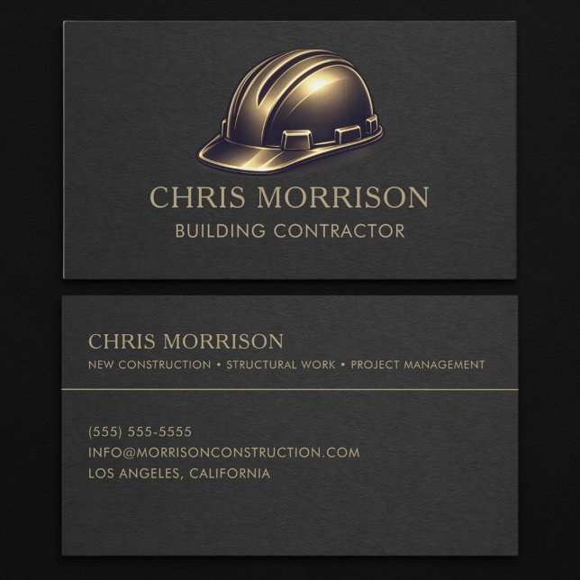 Building Contractor Hard Hat Professional Business Card (Creator Uploaded)