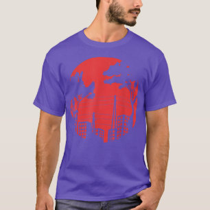 Building Creepy Night Red Moon City View (2) T-Shirt