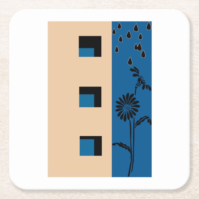 Building Flower Square Paper Coaster (Front)