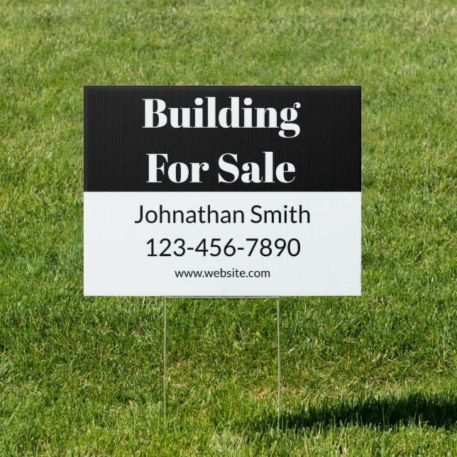Building For Sale Black White Business Real Estate Sign (Insitu)