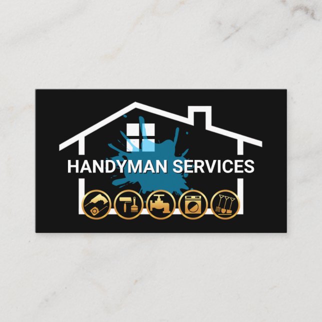 Building Frame Handyman Tools Business Card (Front)