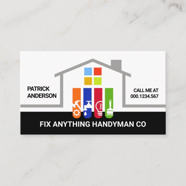 Building Frame Handyman Tools Foundation Business Card (Front)