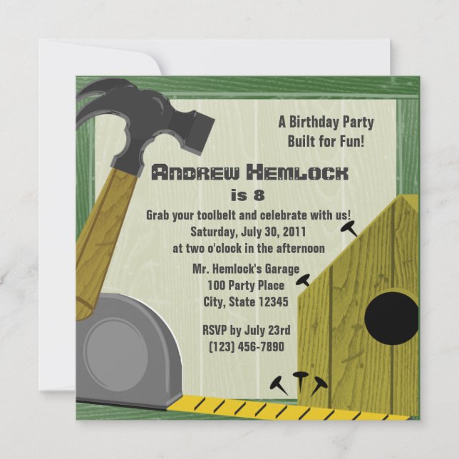 Building Fun Birthday Invitation (Front)