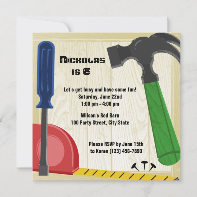 Building Fun Birthday Invitation (Front)