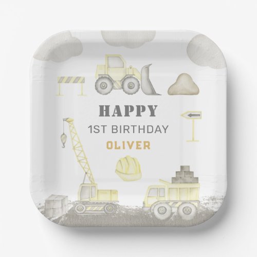 Building Fun Construction Kids 1st Birthday Party Paper Plates