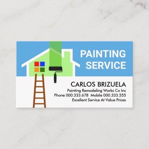 Building Home Frame Brush Painting Business Card