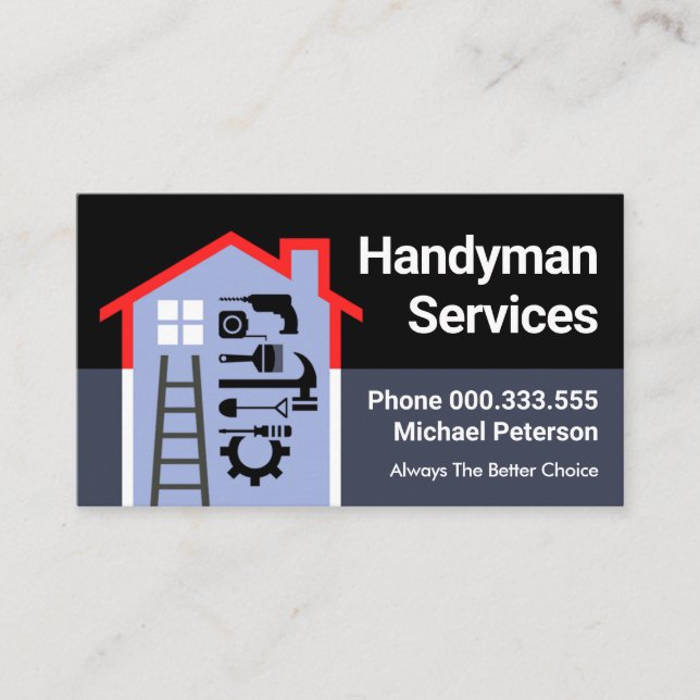 Building Home Frame Handyman Service Business Card (Front)