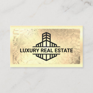 Building Logo Gold Metallic Business Card