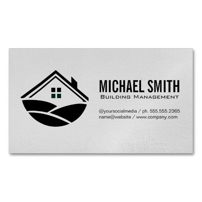 Building Management | Handyman | Home Icon Business Card Magnet (Front)