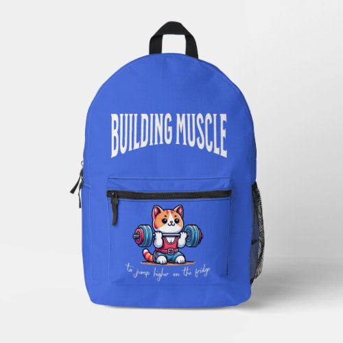 Building muscle cat _ weight lifting printed backpack