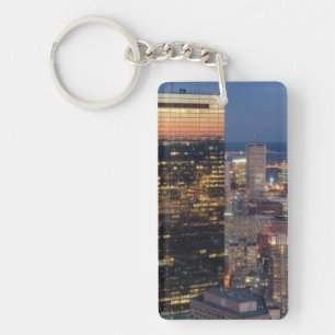 Building of Boston with light trails on road Keychain