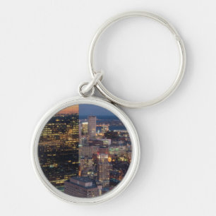 Building of Boston with light trails on road Keychain