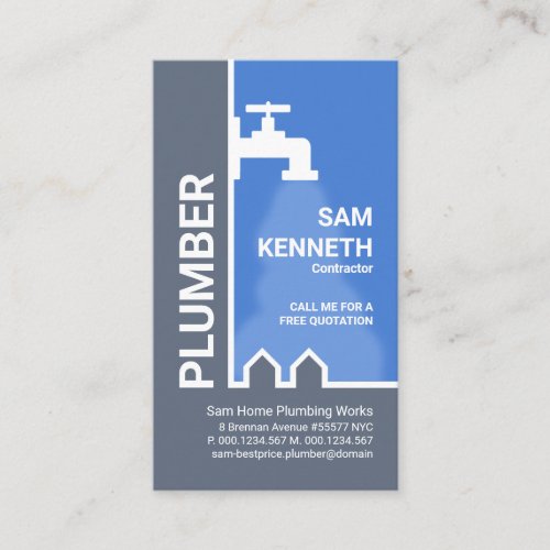 Building Pipe Line Leaking Faucet Plumber Plumbing Business Card