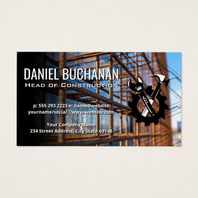 Building Rebar Infrastructure | Construction Logo (Front)